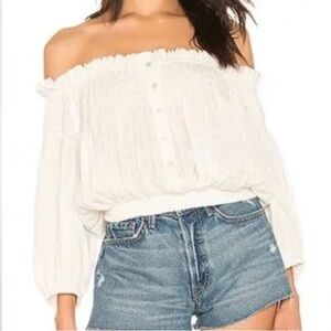 Free People We the Free Gauzy Off Shoulder Top
